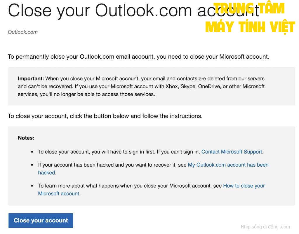 Hổ Trợ Cài đặt Microsoft Outlook Dùng Vĩnh Viễn