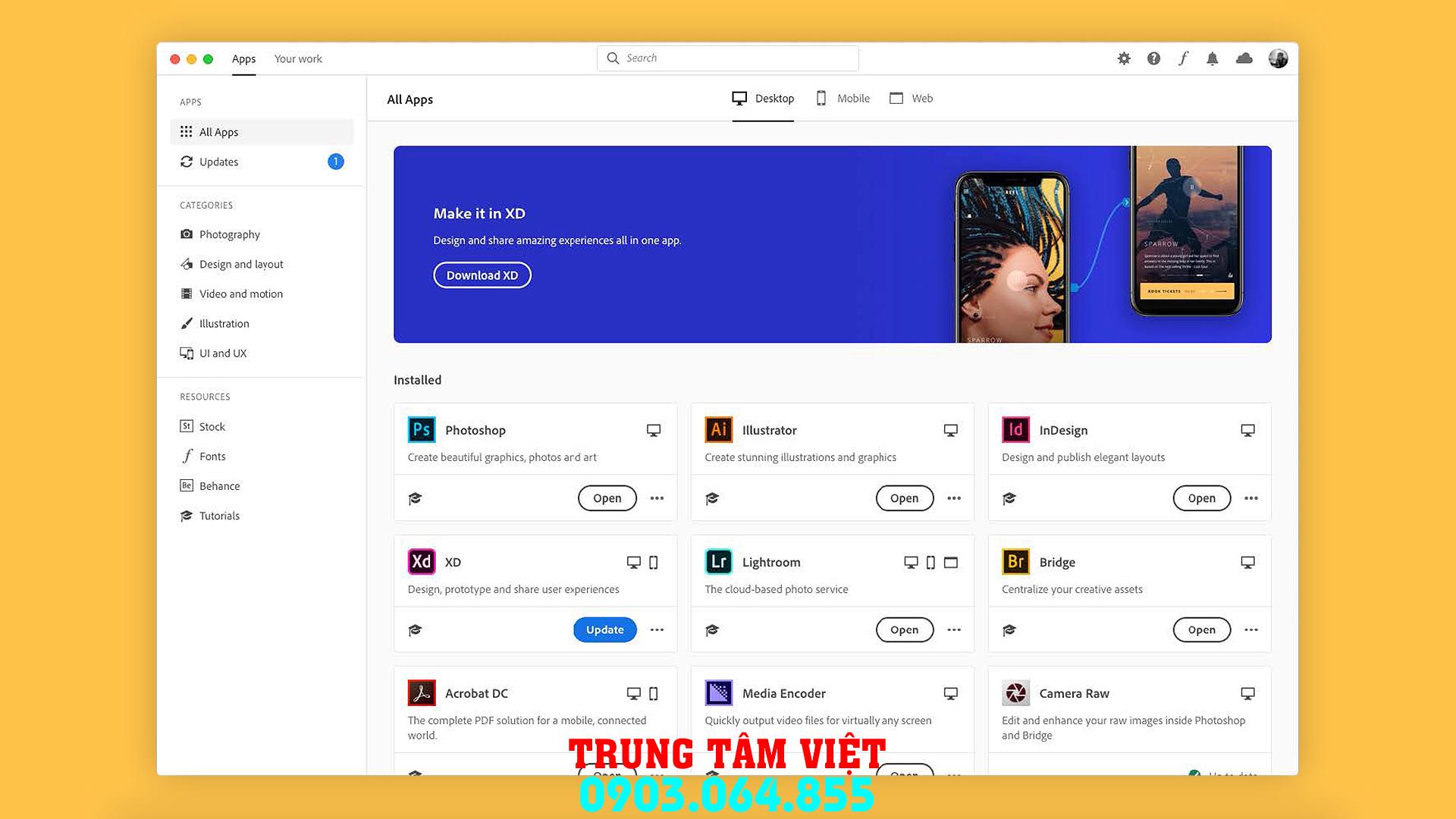 Hổ Trợ Cài đặt Cài đặt Trọn Bộ Adobe Dùng Vĩnh Viễn